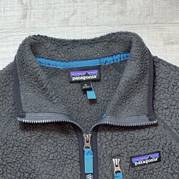 Patagonia Worn Wear Men's Retro Pile Solid Shearling Full Zip Jacket XL Gray - Picture 7 of 9